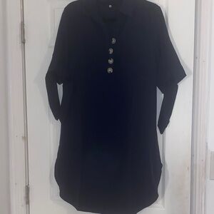 Navy  Button-Up Tunic Dress